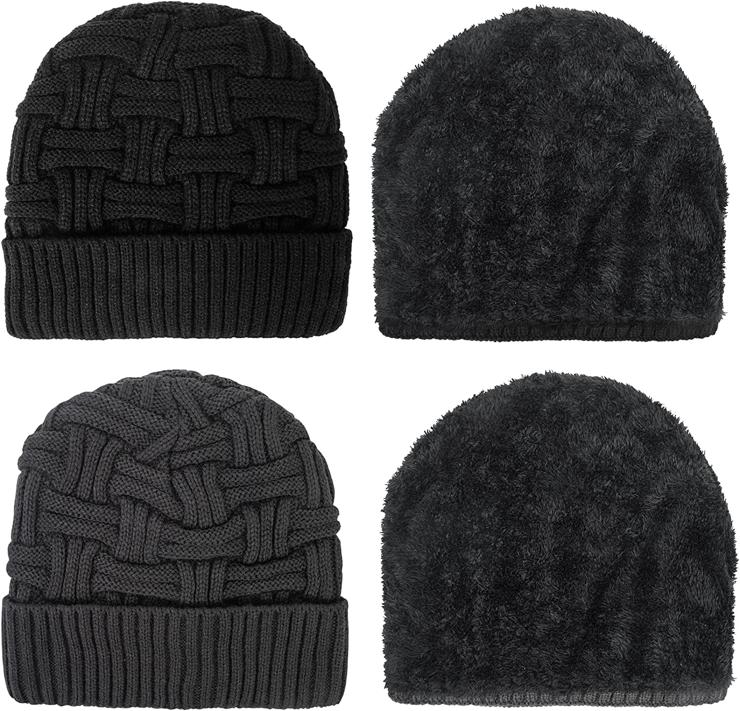 Loritta 2 Pack Winter Beanie Hat Set Warm Knitted Slouchy Thick Baggy Beanie Skull Cap for Men Women Gifts - Image 6